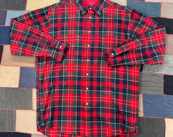 Vintage 90's Pendleton Red Multi Colored Patterned Button Up Long Shirt Size L