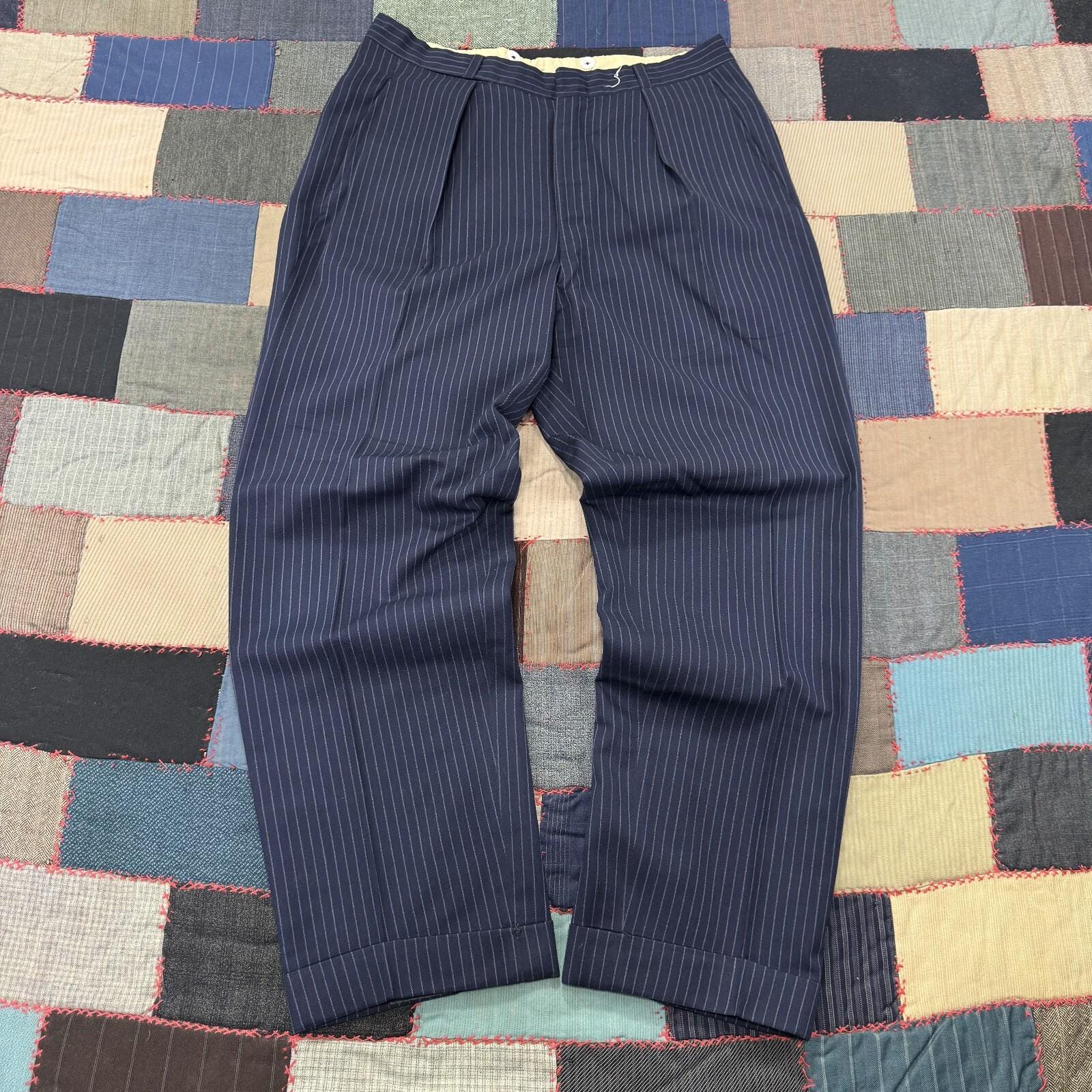 Mens Pinstripe Wool Trousers - Etsy