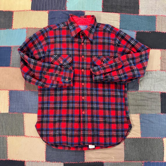 Vintage 90's Pendleton Red Multi Patterned Button… - image 1