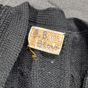 Vintage 80's Pendleton Black Wool Cable Knit Cardigan Sweater Size L zdjęcie 2