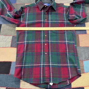 VTG 90's Pendleton Button Up Long Sleeve Shirt Mens Red Green Plaid Virgin Wool Bild 3
