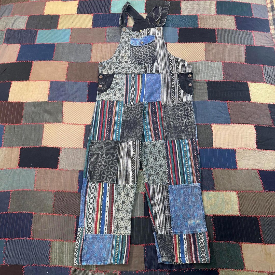 Patchwork Rave Vintage 90s Himalayan Patchwork Cotton Overalls Handcrafted Boho ...