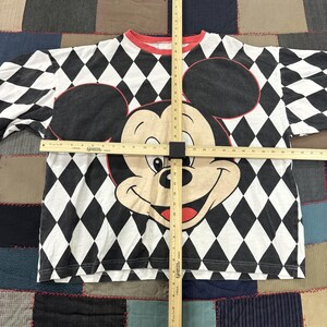 Vintage 90s Disney Fashions Mickey Mouse T-Shirt White Black Checkered Classic afbeelding 5