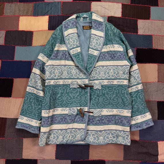 Eddie Bauer, Vintage 90s Eddie Bauer Southwest Pattern Toggle Jacket Wool Blazer