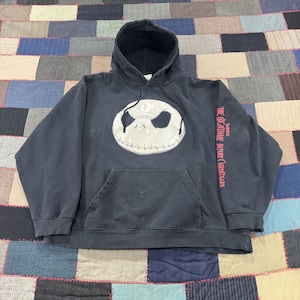 Vintage Disney The Nightmare Before Christmas Jack Skellington Hoodie Black XL image 1