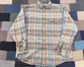 Vintage 90s Thrashed Eddie Bauer Button-Down Long Sleeve Shirt Mens Tan Medium