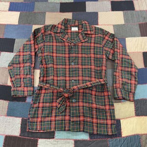 VTG 50s Lord & Taylor Viyella Knothe Plaid Belt Television Lounge Robe - Medium