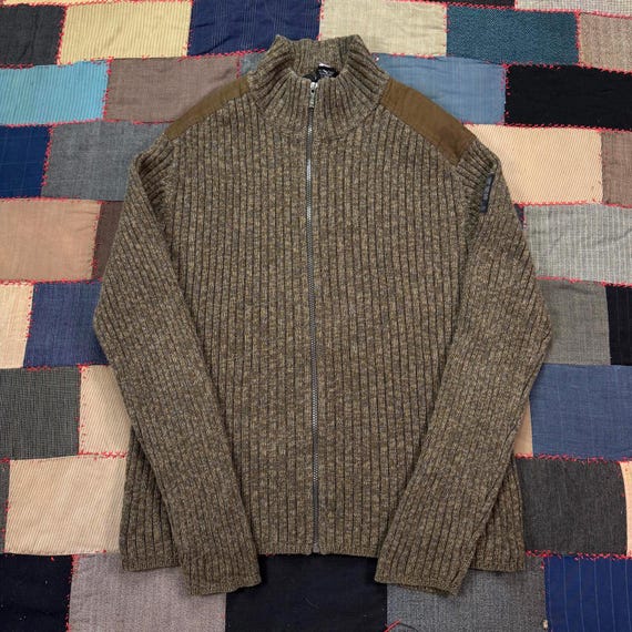 Calvin Klein Jeans, Vintage 2000s Calvin Klein Jeans Ribbed Zip Sweater Brown Full Zip Minimalist