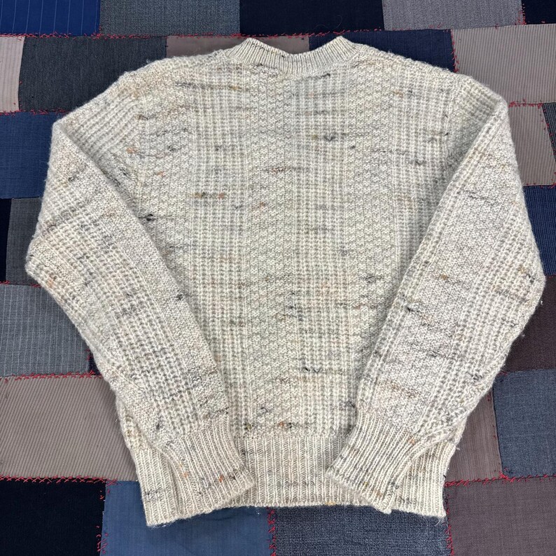 VTG 80s Pendleton Virgin Wool Sweater Cream Knit V-Neck Pullover USA Made Medium image 6