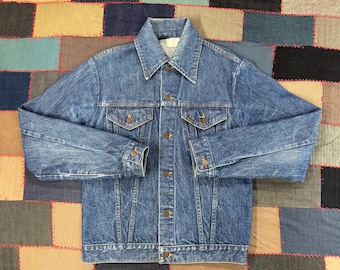 Vintage Sears Roebucks Denim Jacket Mens Sz 44R Blue 70s Sherpa