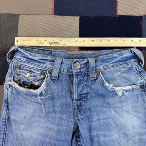 Vintage 90s True Religion Jeans Blue Denim Slim Horseshoe Embroidery USA Made 30 image 4