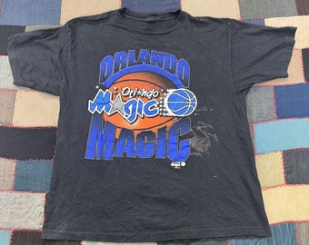 Vintage 90s Orlando Magic NBA Basketball T-Shirt Men Black Single-Stitch Graphic