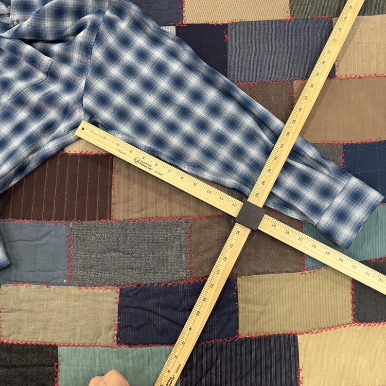 Sir Pendleton Fine Worsted Wool Button-Down Shirt Blue White Shadow Plaid - XL image 4