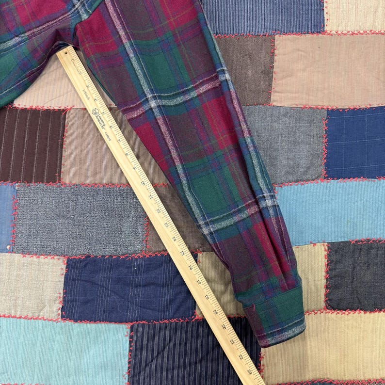 VTG 90's Pendleton Button Up Long Sleeve Shirt Mens Red Green Plaid Virgin Wool Bild 4
