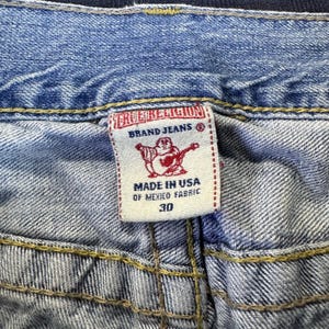 Vintage 90s True Religion Jeans Blue Denim Slim Horseshoe Embroidery USA Made 30 image 6