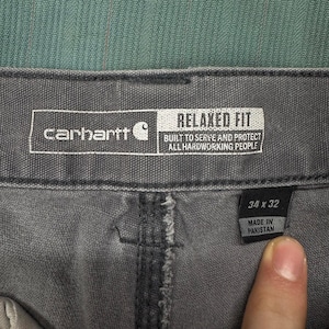 Vintage 2000s Carhartt Relaxed Double Knees Work Pants Faded Utility Canvas image 2
