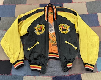 Vintage 60s Japanese Souvenir Sukajan Embroidered Reversible Bomber Jacket Kids
