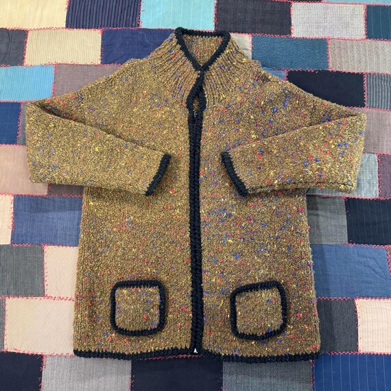 Vintage 80s Chunky Speckled Wool Knit Cardigan – … - image 1