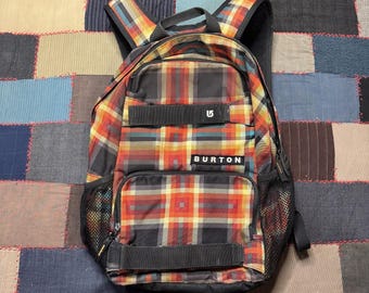 Vintage 2010s Burton Plaid Skate Snowboard Backpack Multi Color Travel Bag