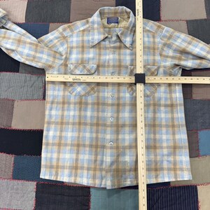 Vintage 70s Pendleton Wool Plaid Board Shirt Loop Collar Classic USA Made - L Bild 6