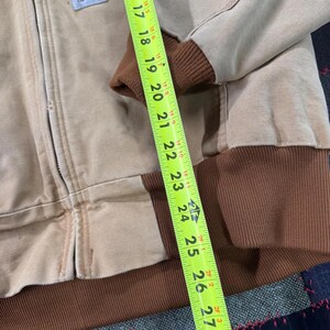 Vintage 90's Carhartt Workwear Tan Faded Hooded Essential Jacket Size XL image 4