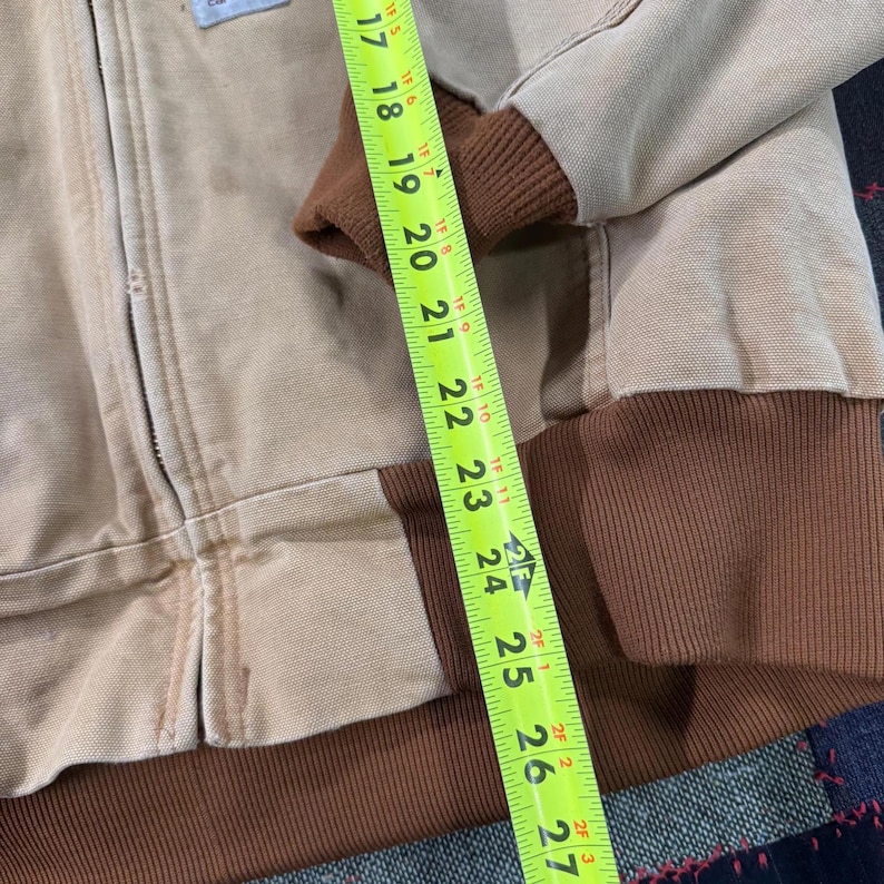 Vintage 90's Carhartt Workwear Tan Faded Hooded Essential Jacket Size XL image 4