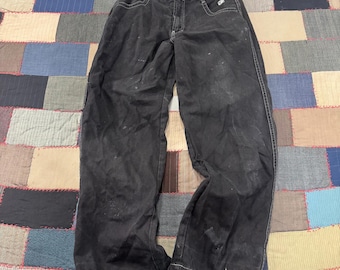 Vintage 90s FUBU Baggy Carpenter Jeans Men's Black Logo Waistband- 28X29.5
