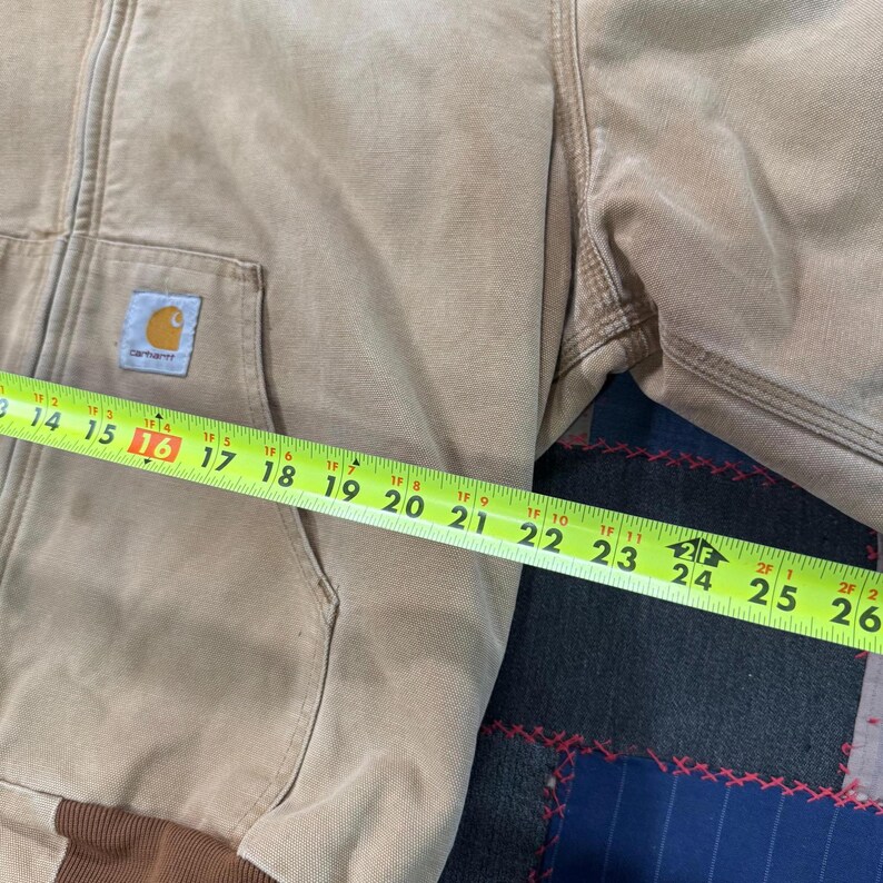 Vintage 90's Carhartt Workwear Tan Faded Hooded Essential Jacket Size XL image 5