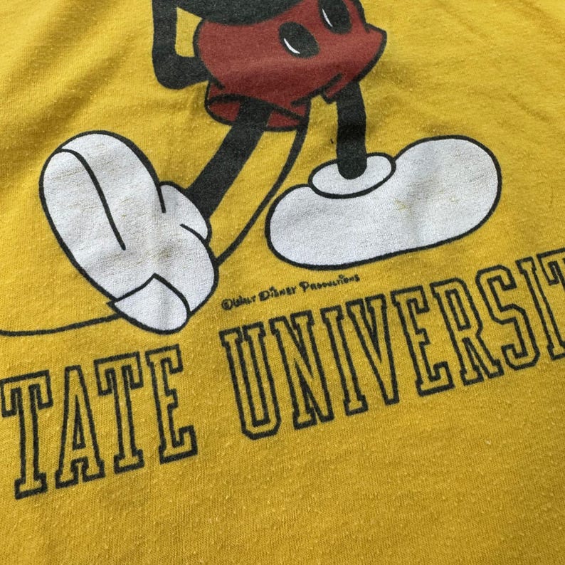 Vintage 70's South Dakota State University Mickey Mouse T-Shirt Yellow USA Large image 3