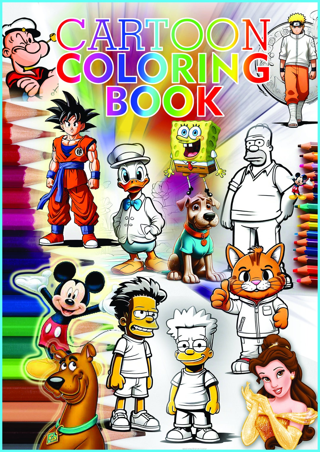 Cartoon Popularcartoon Bundle Coloring Book Pages Christmas & New Year ...