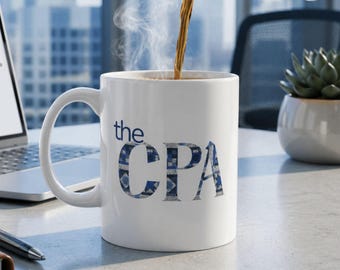 Blue Patchwork CPA Coffee Cup Corporate Accountant Ceramic Mug Tax Planner Gift Idea New Certified Public Accountant Graduation Gift