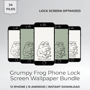 Funny Frog Phone Wallpaper Bundle Grumpy Frog Meme Lock Screen Sarcastic Wallpaper Pack Introvert Gift Digital Download Antisocial Frog
