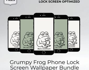 Funny Frog Phone Wallpaper Bundle Grumpy Frog Meme Lock Screen Sarcastic Wallpaper Pack Introvert Gift Digital Download Antisocial Frog