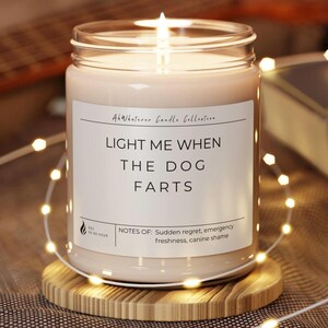 Light Me When The Dog Farts, Funny Scented Candle for Dog Owners, Pet Lover Gift, Sarcastic Dog Mom Dad Present, Birthday Gift for Her