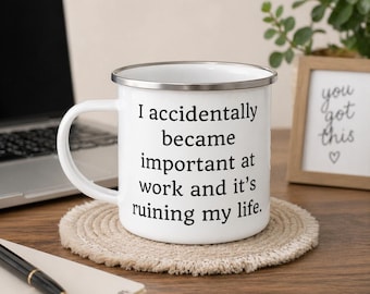 Enamel Coffee Mug Sarcastic Coworker Gift Introvert Humor Corporate Life Funny Minimalist Office Mug Gift Idea for Boss