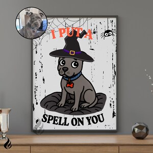 Custom Cartoon Pet Art, Personalized Dog Mom Gift, Cat Dad, Customized from Photo, Digital Download Printable, Halloween, Love Spell Design