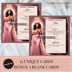 Paquete #1: Tarjetas de afirmación de fertilidad con oración y versículos bíblicos - Regalo de apoyo para FIV y aborto espontáneo - Serie Praying Diva