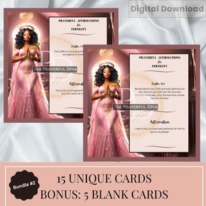 Paquete #2: Tarjetas de afirmación de fertilidad con oración y versículos bíblicos - Regalo de apoyo para FIV y aborto espontáneo - Serie Praying Diva