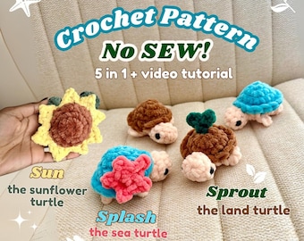 No Sew Crochet Pattern: Pocket Turtle Plushie with Video