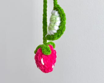 Strawberry Lime autohanger, gehaakte fruitautobedel, handgemaakt achteruitkijkspiegeldecor, plushie
