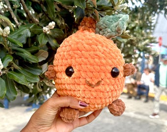 Oranje knuffel, amigurumi, superschattig fruit, grote oranje knuffel, creatieve geschenken, uniek decor
