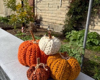 Pluche wol pompoen kaneelstokje, handgemaakt, mooi decor, geurig