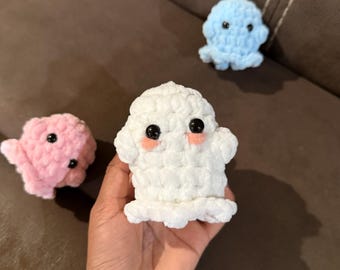 Crochet Ghost Plushie, Super Soft Halloween Stuffed Animal