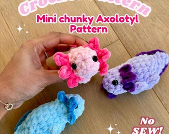 Grof amigurumi axolotl-haakpatroon: no Sew mini-pluche (pdf-patroon)