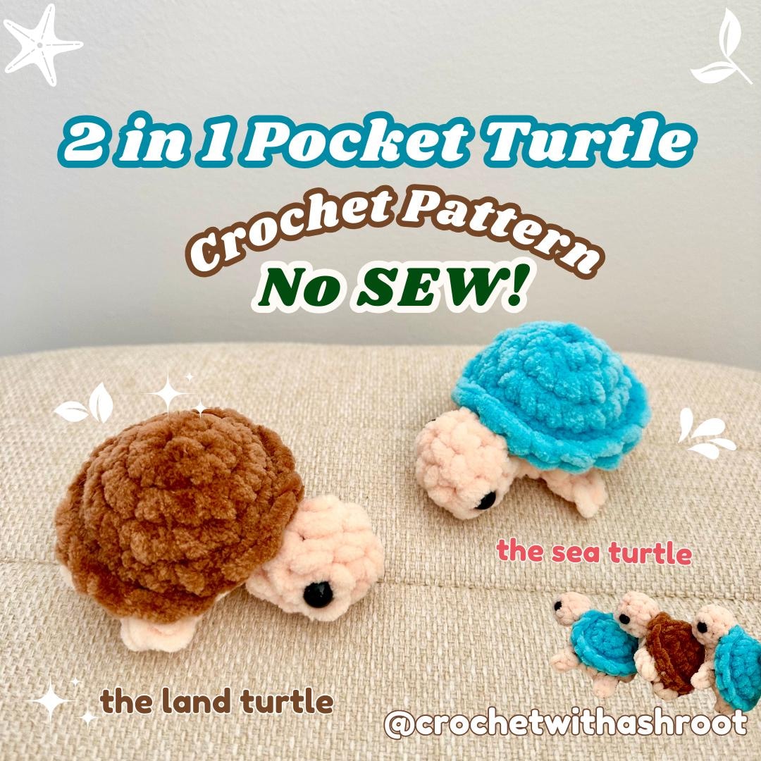 No Sew 2 in 1 Crochet Pattern: Pocket Turtles - Etsy
