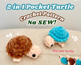 No Sew 2 in 1 Crochet Pattern: Pocket Turtles