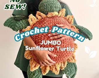 Jumbo haakpatroon zonnebloemschildpad: amigurumi zonder naai (pdf-patroon)