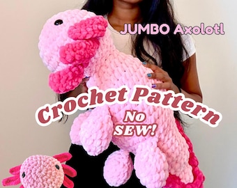 Jumbo Axolotl-amigurumipatroon: niet genaaid (pdf-patroon)