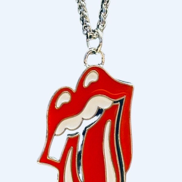 Rolling Stones Style Pendant with  24” Stainless Steel Wheat Necklace 3mm Unisex