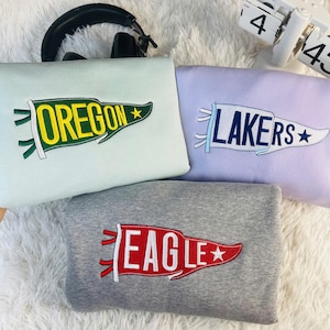 Embroidered Team Pennant Sweatshirt: Custom College High School Hoodie